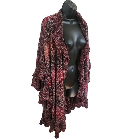 ☆Chico's Ruffle Knit Ruana Multi Color Shrug Wrap Sweater☆ - Picture 4 of 4